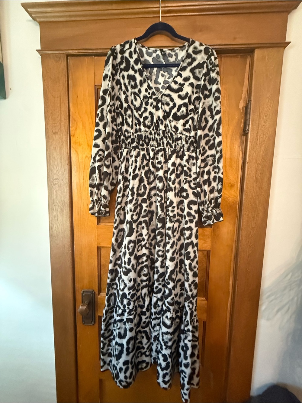 SHEIN Black & Cream Leopard Print Dress